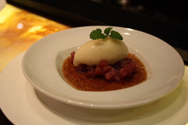  Creme Bruleé vom Spekulatius mit Birnen-Sorbet